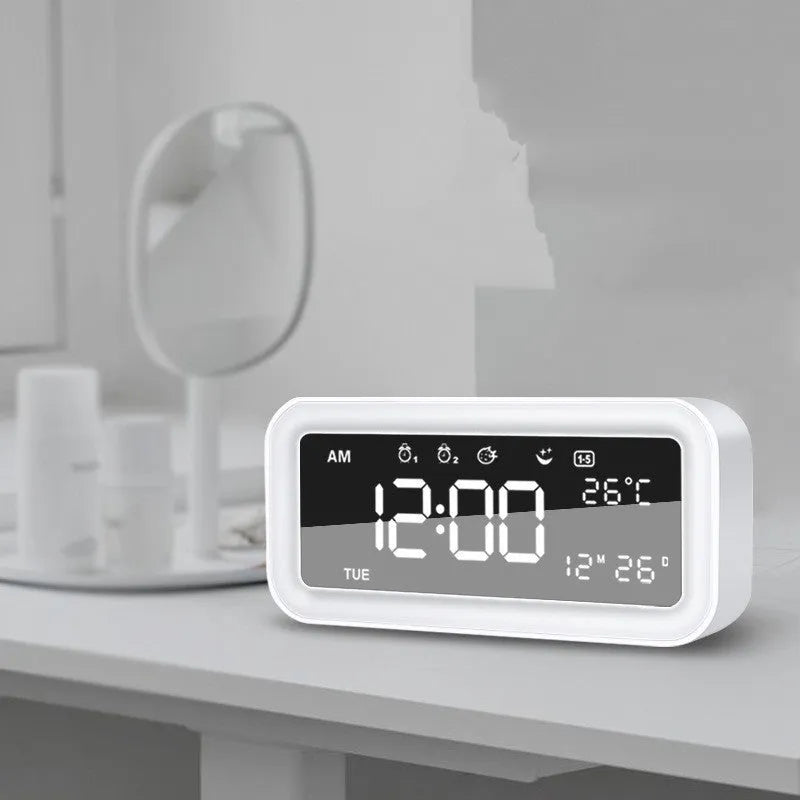 American style rectangular LED atmosphere alarm clock with multicoloured lighting in blue colour option