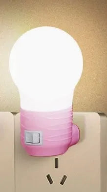 White round plug-in bedside night light with touch control for baby nursery feeding