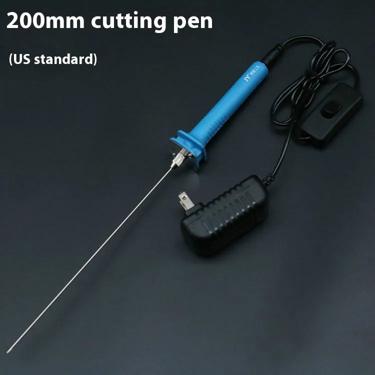 Blue electric heating cutter pen for foam materials with nickel-chrome blade and plastic handle