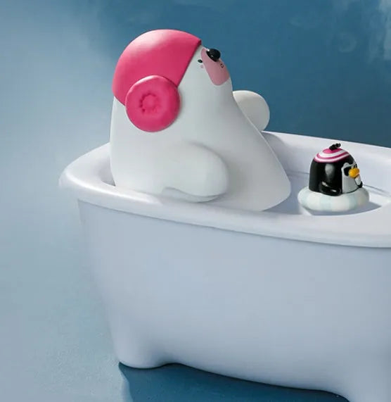 White Creative Air Humidifier with USB cable on a desk, showing its compact size and large water tank.