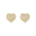 Golden heart-shaped moissanite stud earrings with S925 silver construction and simple fashion design