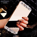 Rhinestone decorated silicone phone case for Huawei smartphones in gold, silver, and rose gold colours