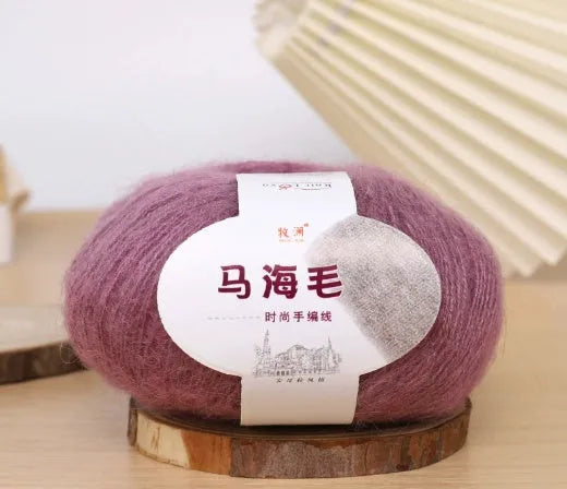 Hand-woven mohair wool ball for DIY scarf knitting projects in multiple colour options