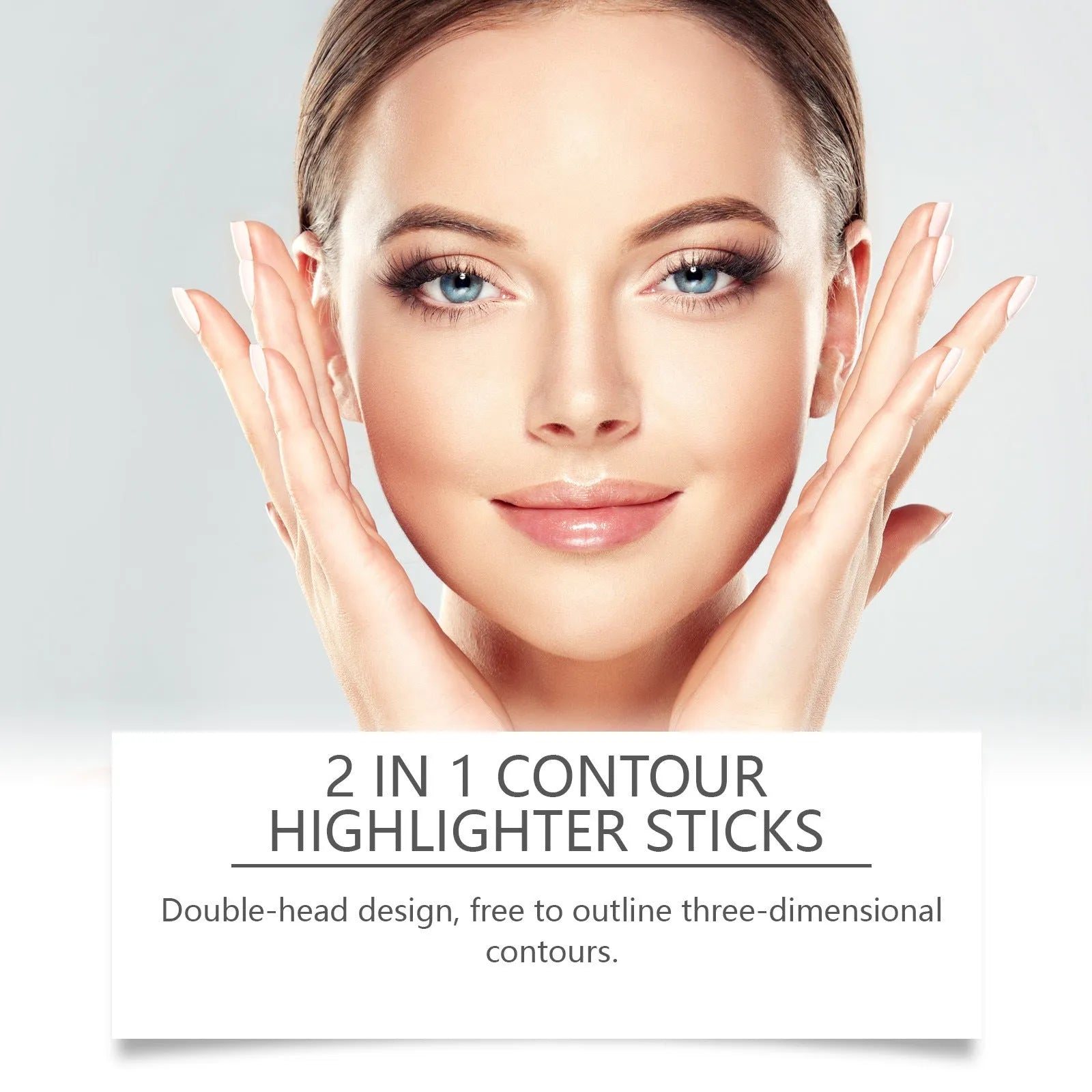 Dual-ended 2-in-1 highlighter and repair makeup pencil for eyebrows and contouring.