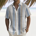 Multicolour printed men's loose fit cardigan-style leisure shirt on hanger