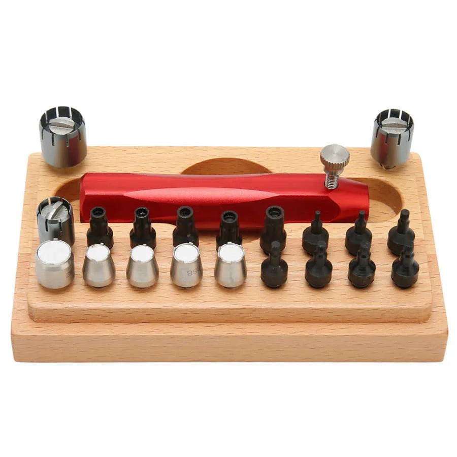 20-piece steel watch repair tool set with extractor tube openers for professional watch maintenance