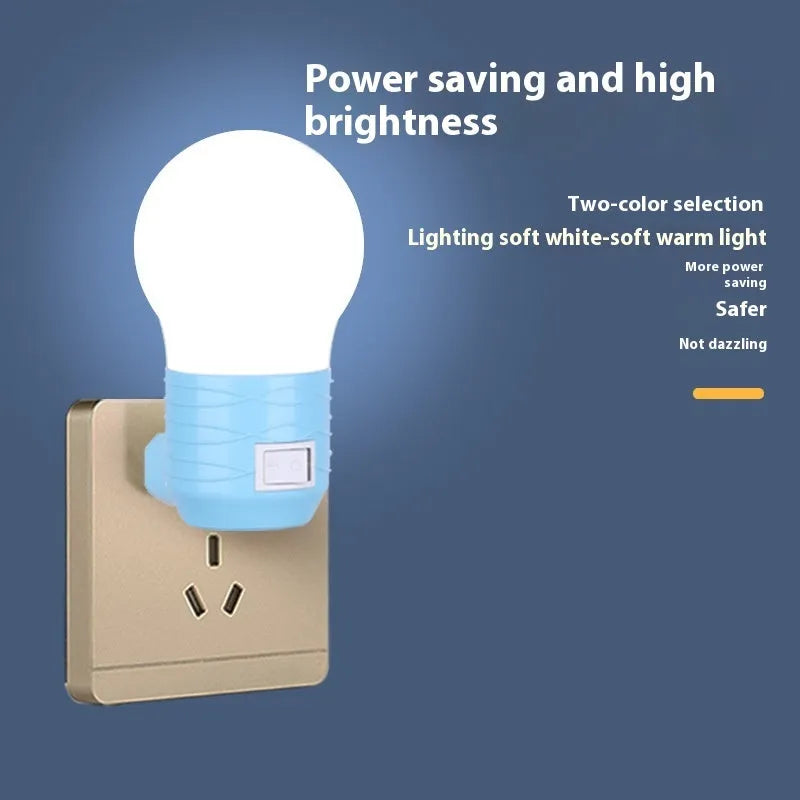 White round plug-in bedside night light with touch control for baby nursery feeding