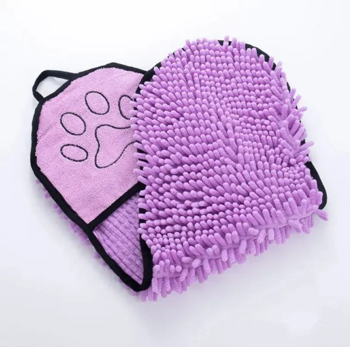 Blue pet bath towel measuring 62x23 cm for drying dogs and cats after washing