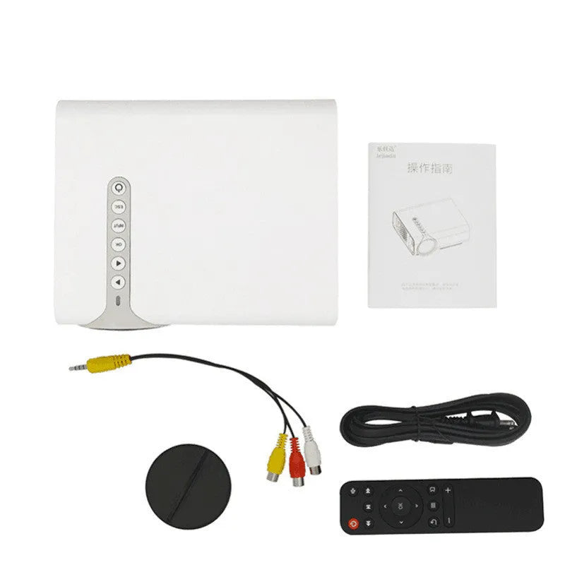 YG530 mini mobile phone projector in black or white with wireless connectivity and LED projection