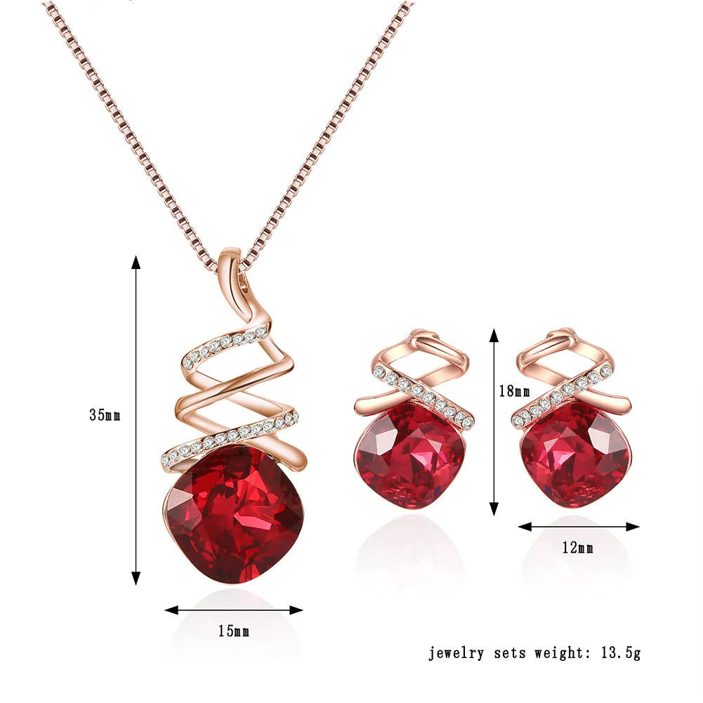 Women's alloy bridal jewellery set with necklace and earrings, water wave chain, colour 61172321
