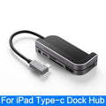 Silver aluminium USB-C docking station for iPad Pro with HDMI port and SD card reader