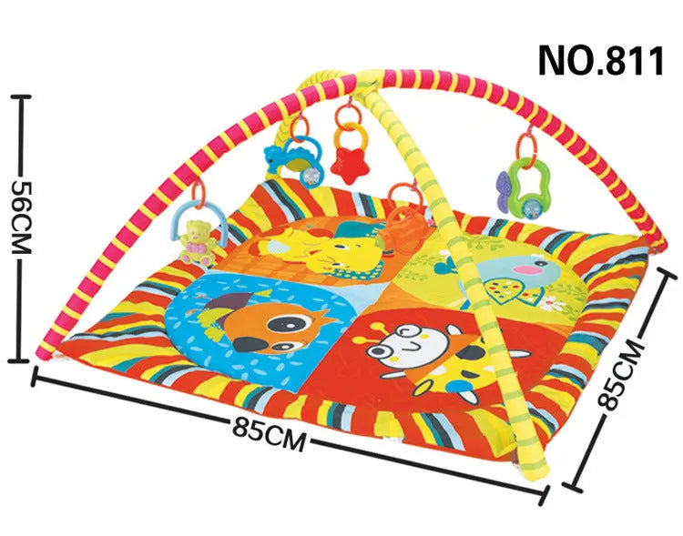 Velvet baby gymnastic blanket crawling carpet with animal design for toddlers aged 7-14
