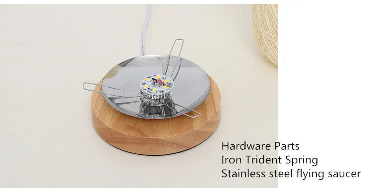 Sepak takraw twine desk lamp with hemp rope shade on solid wood base