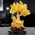 Citrine small water turtle money tree Feng Shui ornament made from resin.