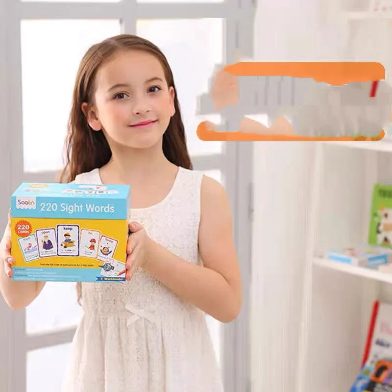 220 high-frequency word flash cards and 5 workbooks in an early learning gift box set for phonics.