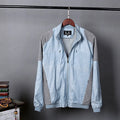 Men's thin plus-size linen jacket in heather grey, grass green, or blue.