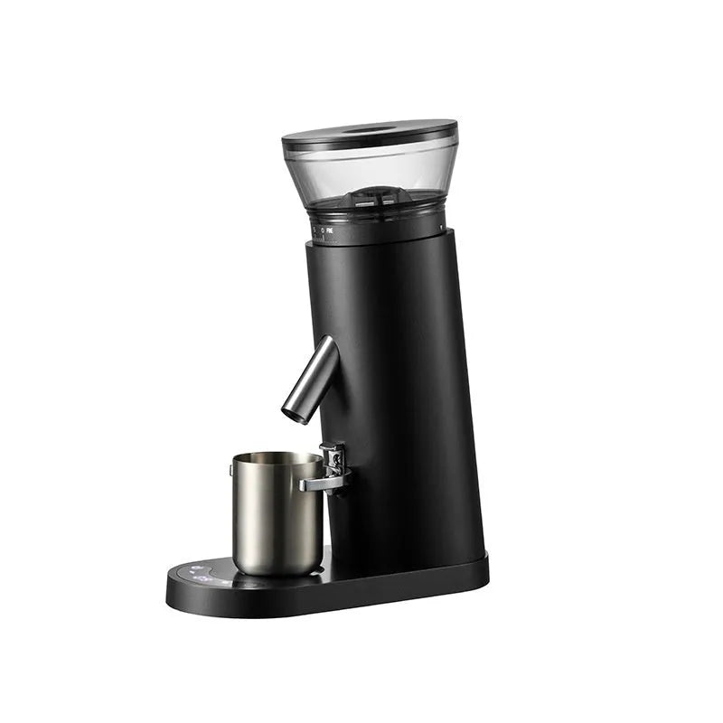 Automatic electric coffee grinder machine in stainless steel with 0.5L capacity.