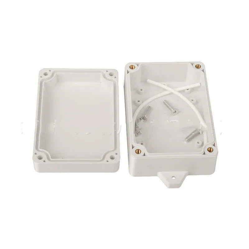 White ABS plastic waterproof instrument box for electronic components with dimensions 100mm by 68mm by 40mm.