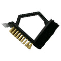 Triangular barbecue cleaning brush with steel wire bristles and grey PP handle for grill maintenance
