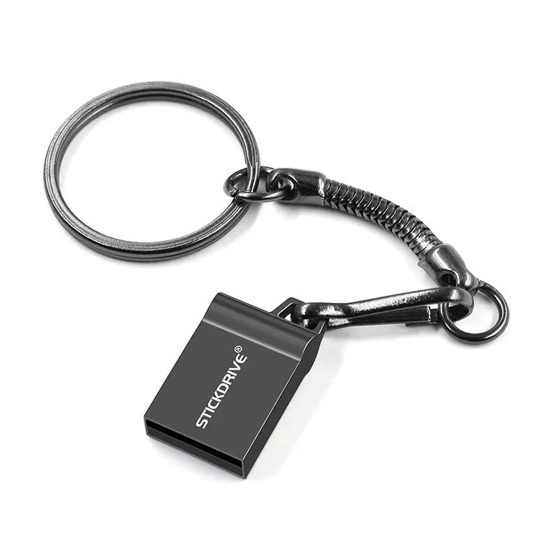 Metal USB flash drive with necklace chain in black and silver colour options