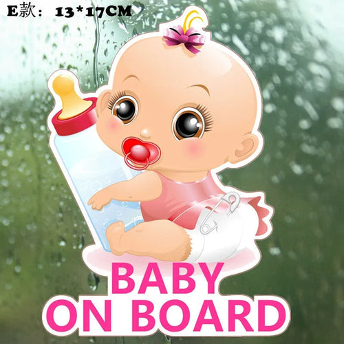 Baby on board car reflective sticker with PET material in baby-themed design for vehicle safety