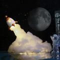 DIY astronaut rocket LED night light kit with warm white illumination and complete assembly materials