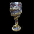 Red wine glass with Chinese dragon 3D design in stainless steel and resin, gold or red finish