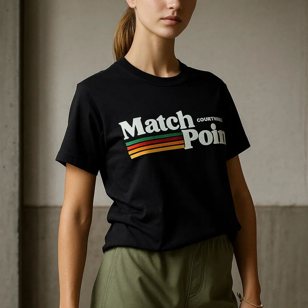 Black men's T-shirt with a 3D digital printed pattern, featuring a round neck and short sleeves.