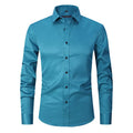 Men's stretch long sleeve work shirt in polyester available in multiple colours with Asian fit sizing