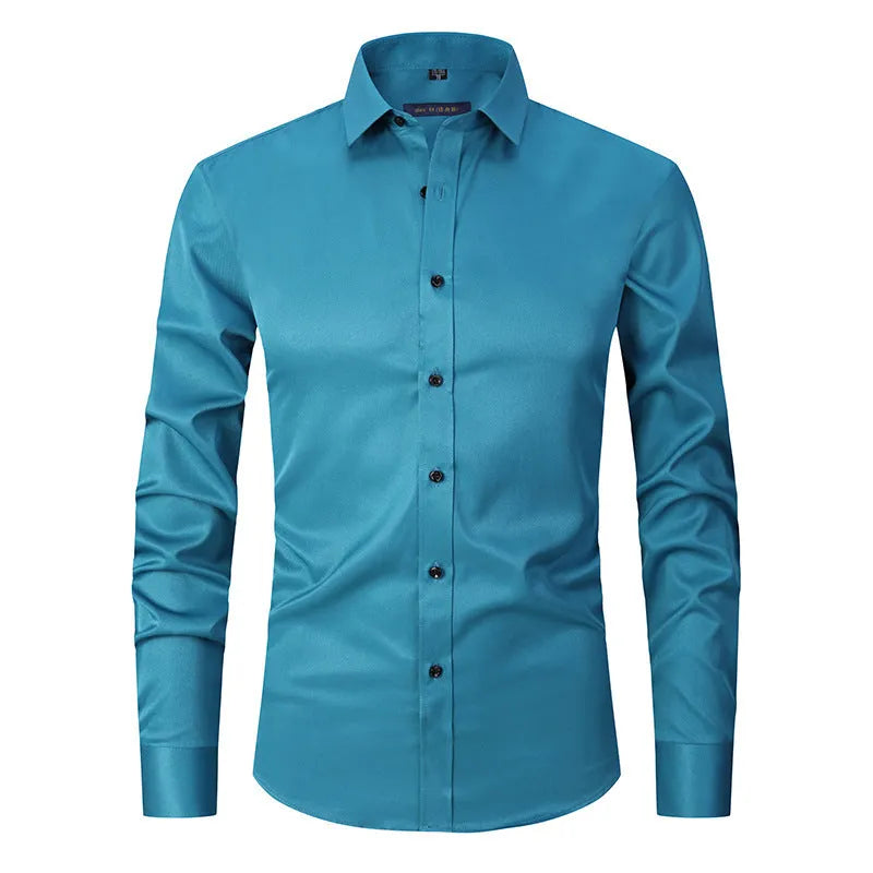 Men's stretch long sleeve work shirt in polyester available in multiple colours with Asian fit sizing