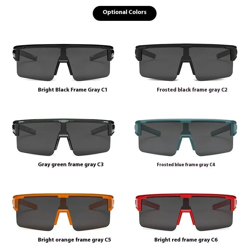Men's outdoor cycling myopia sunglasses with gray lenses and bright black frame