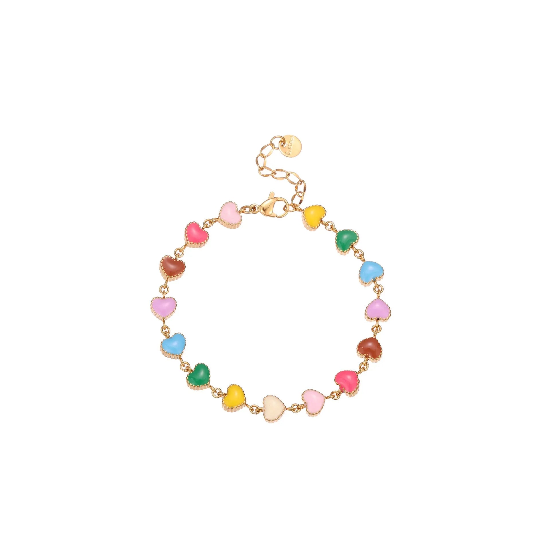 18K stainless steel heart-shaped bracelet with electroplated gold or steel finish
