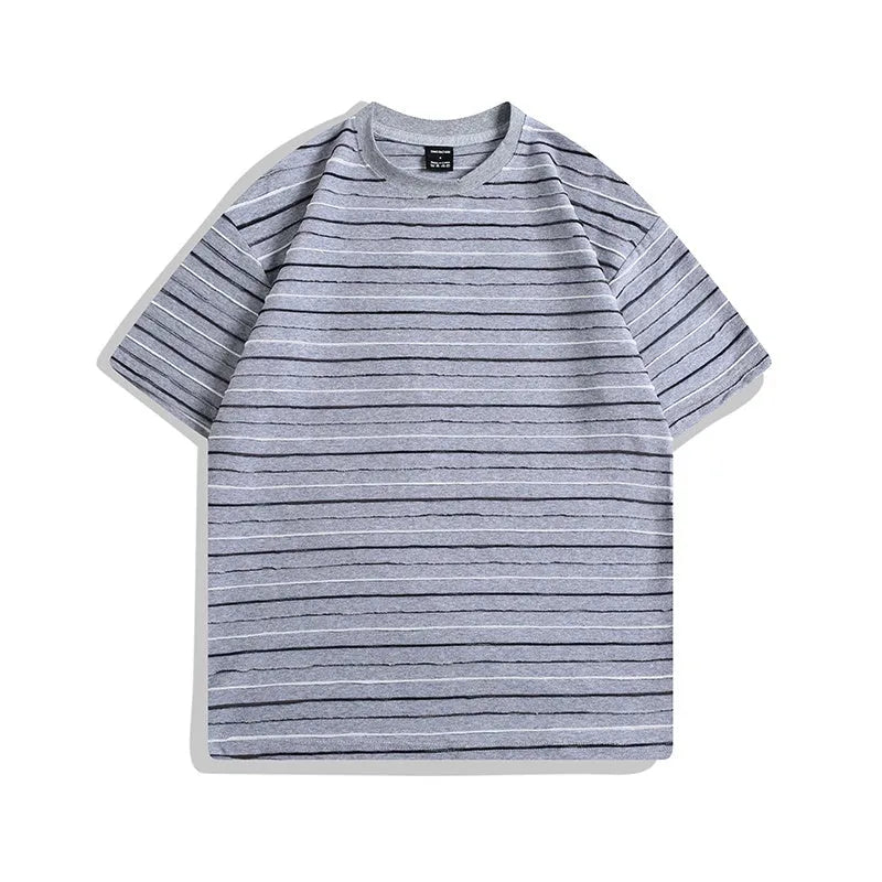 Women's loose fit striped t-shirt with half sleeves and round neck collar in multiple colour options