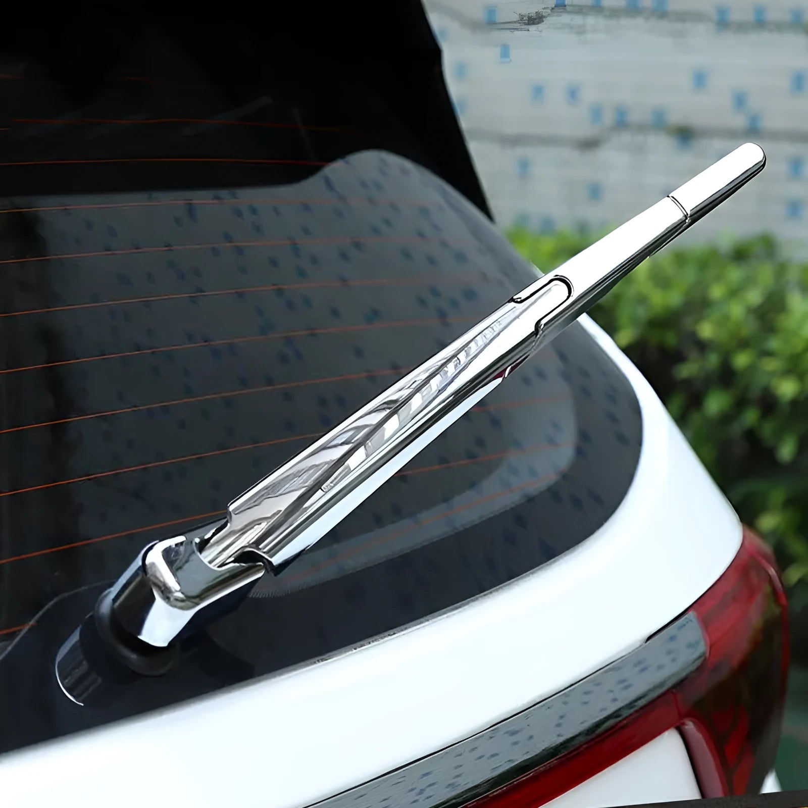 Four silvery ABS plastic rear wiper cover trims for 2010 Hyundai vehicles