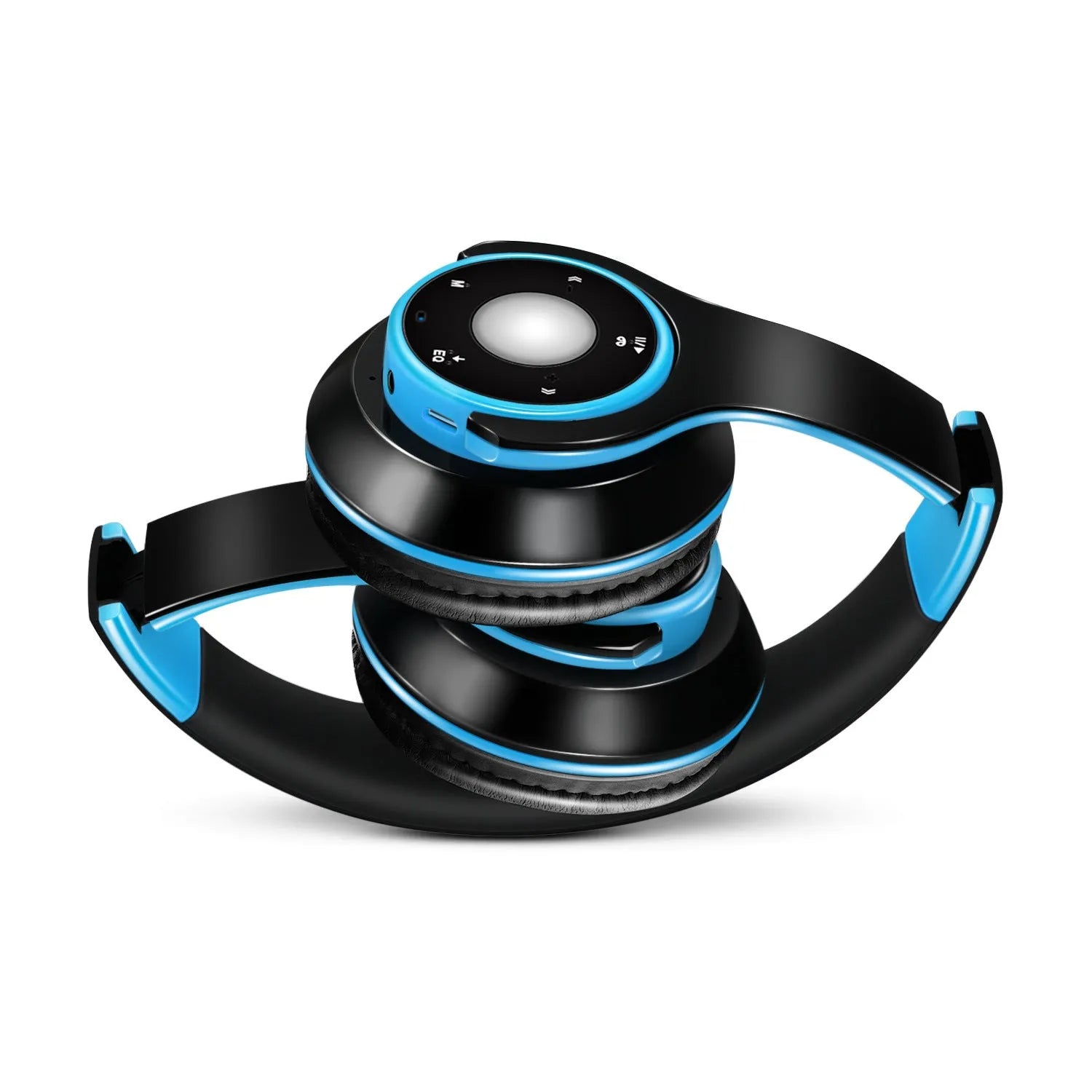 Blue, red, and rose red foldable wireless Bluetooth headset with adjustable hinges and MP3 support