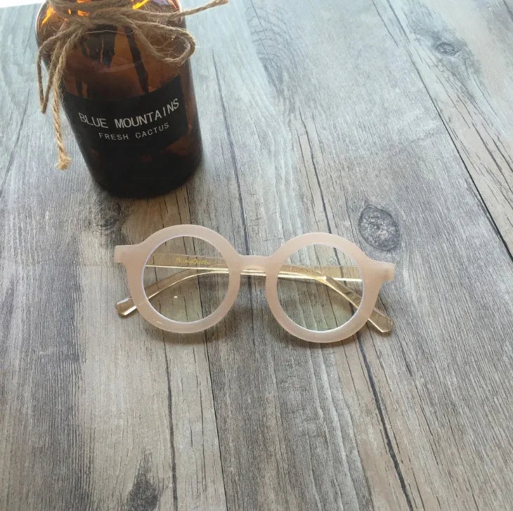 Retro round plastic frame glasses with anti-blue light lenses in six colour options
