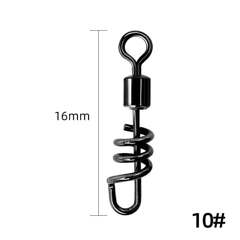 Stainless steel fishing swivel connector showing 8-shaped ring design with rotating centre joint