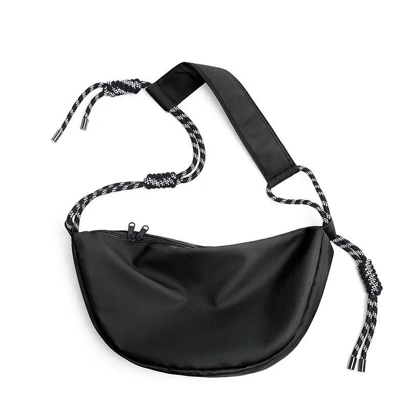 Men's large capacity lightweight nylon messenger bag in solid colour urban simplicity style.