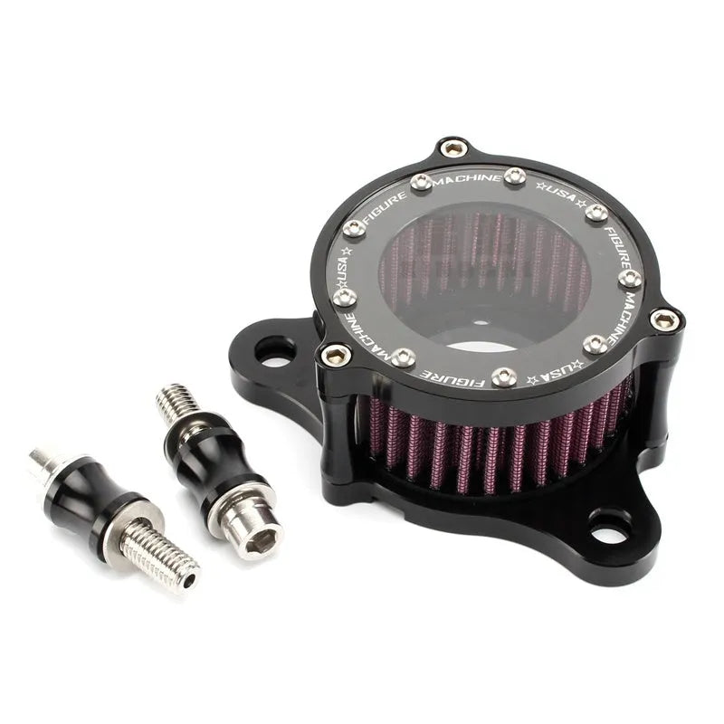 CNC aluminium motorcycle air filter with transparent glass cover for Harley Davidson XL883 1200X48