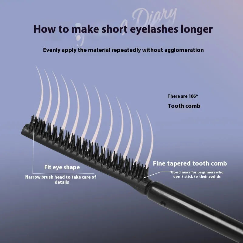 Long curling mascara tube in black and brown colour options for volumised, lifted lashes