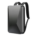 Hard-shell PC gaming backpack with lock showing internal organisation compartments and double shoulder straps