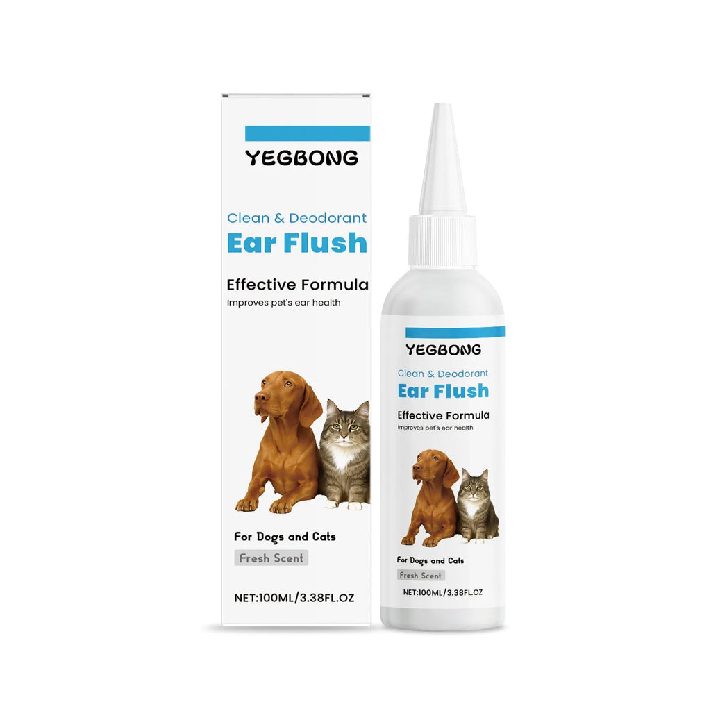 100ml bottle of cat and dog ear cleaner solution for gentle ear wax removal