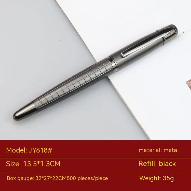 Gun grey metal rollerball pen measuring 13.5cm long for office signatures