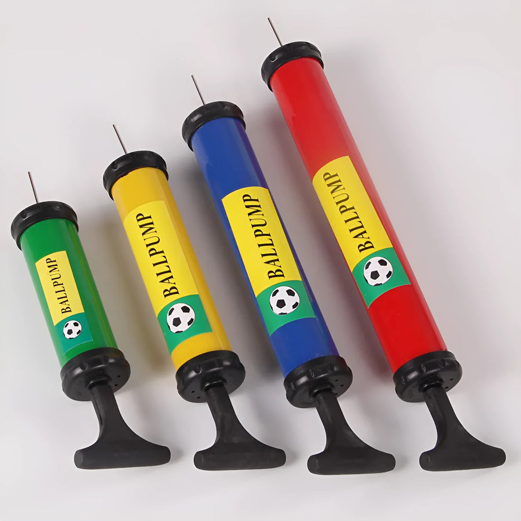 Mixed colour plastic manual pump for sports balls and balloons with portable cylinder design