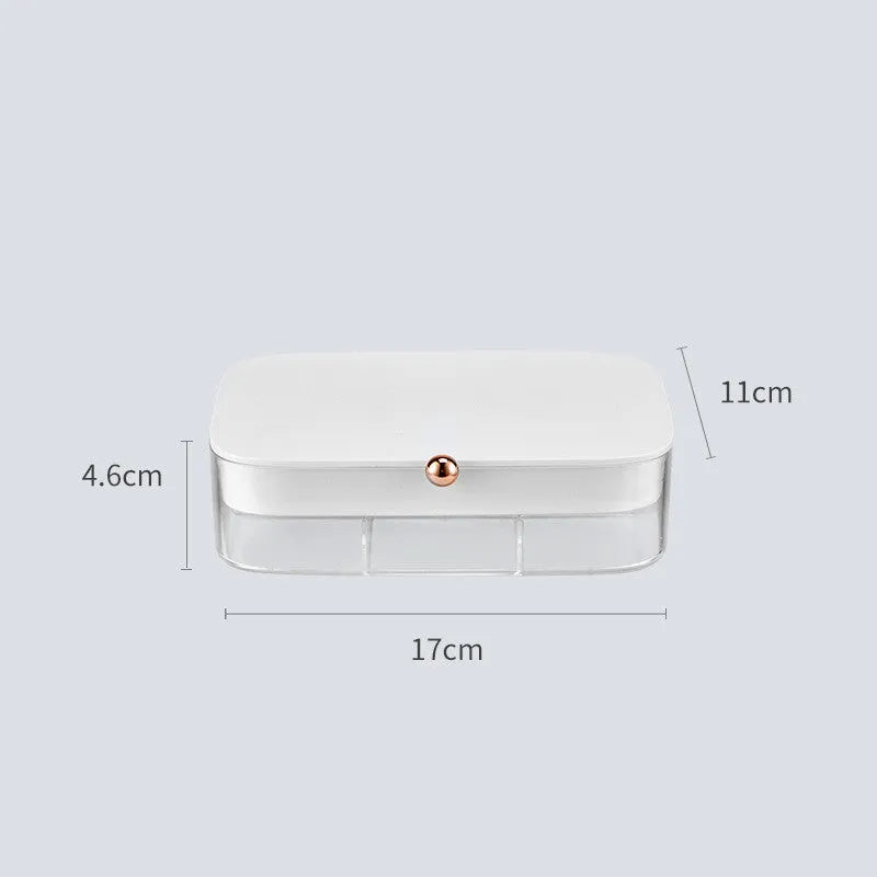 Modern minimalist jewelry storage box with multi-layer compartments in green colour