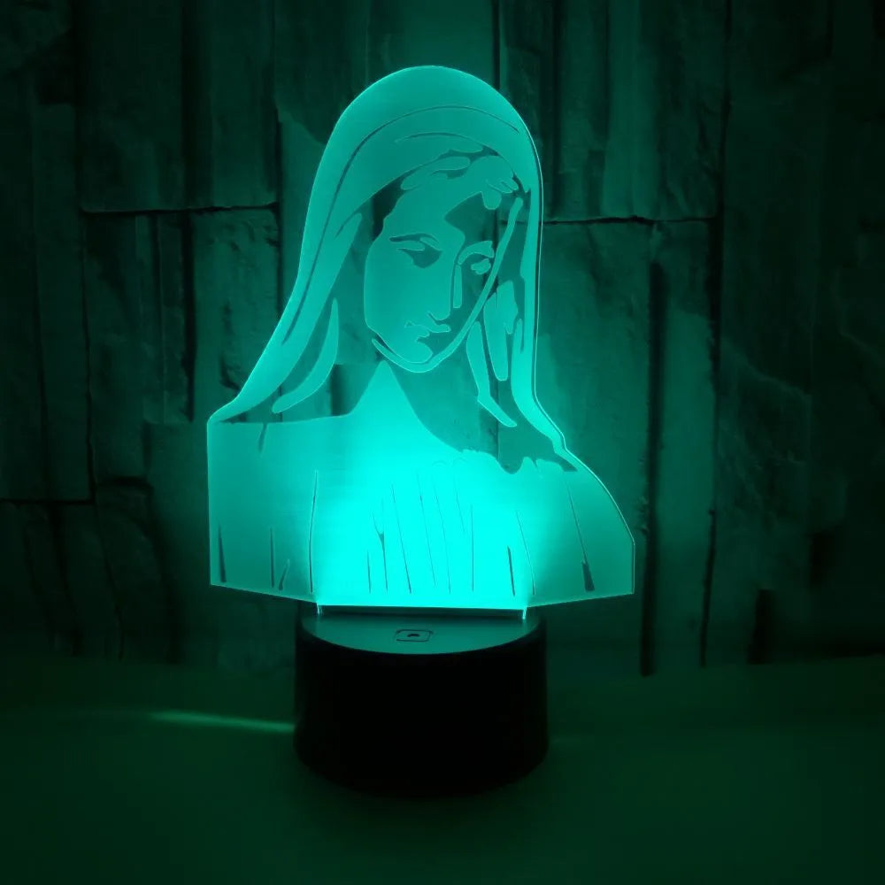 3D LED night light showing laser engraved acrylic plate with dual-ring pattern on ABS base with touch controls