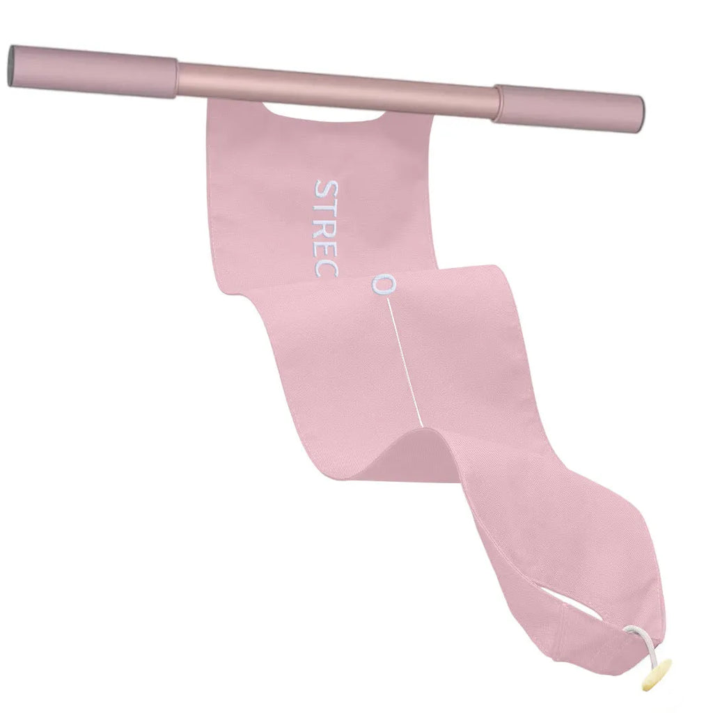 Grey and pink yoga multi-function stretching tool for shoulders, back and hips.