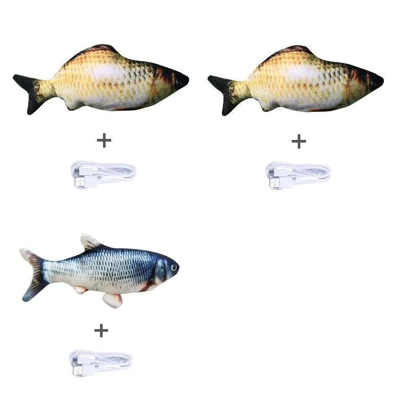 USB rechargeable electric jumping fish cat toy without catnip, 30cm multicolour electronic pet toy