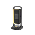 Black PTC ceramic desktop heater with control knob and compact design for room heating