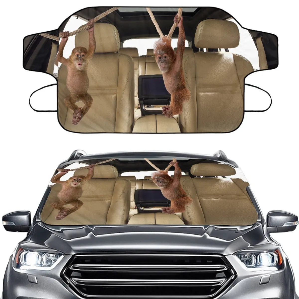 Universal car snow protection front gear cover with aluminium foil fabric and lanyard ties